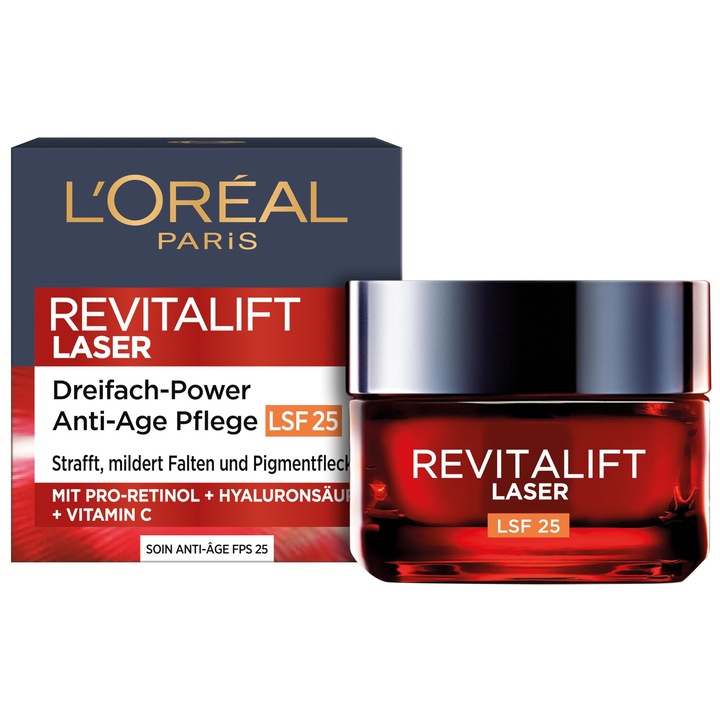 L'Oreal Paris Revitalift Laser arckrém, öregedésgátló, 50 ml, SPF 25, érett bőrre