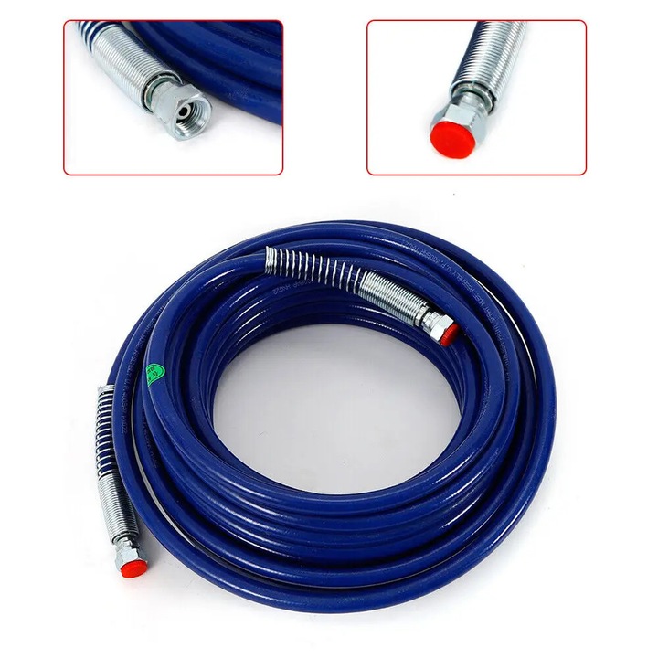 Furtun airless pentru vopsit, 15 m, 228 bar, albastru, fibra de sarma de otel