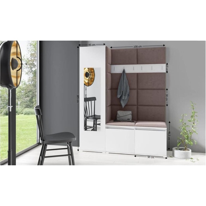 Cuier Hol Max 14 Culoare Maro inchis cu Alb 145x185x40 cm