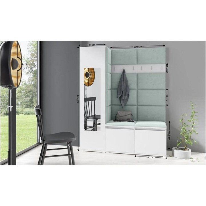 Cuier Hol Max 14 Culoare Verde menta cu Alb 145x185x40 cm