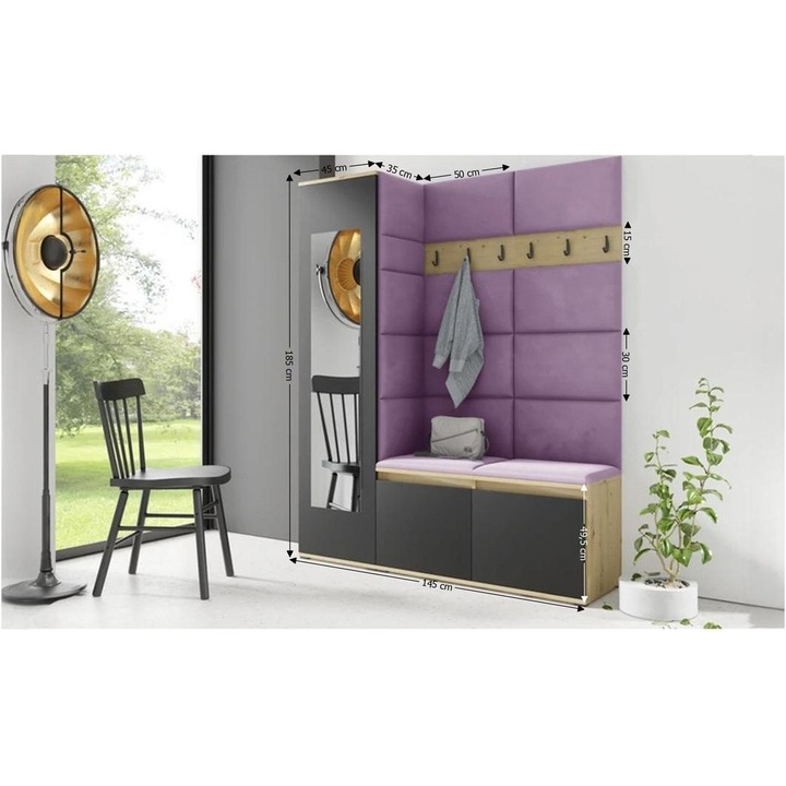 Cuier Hol Max 14 Culoare Mov cu Artisan 145x185x40 cm