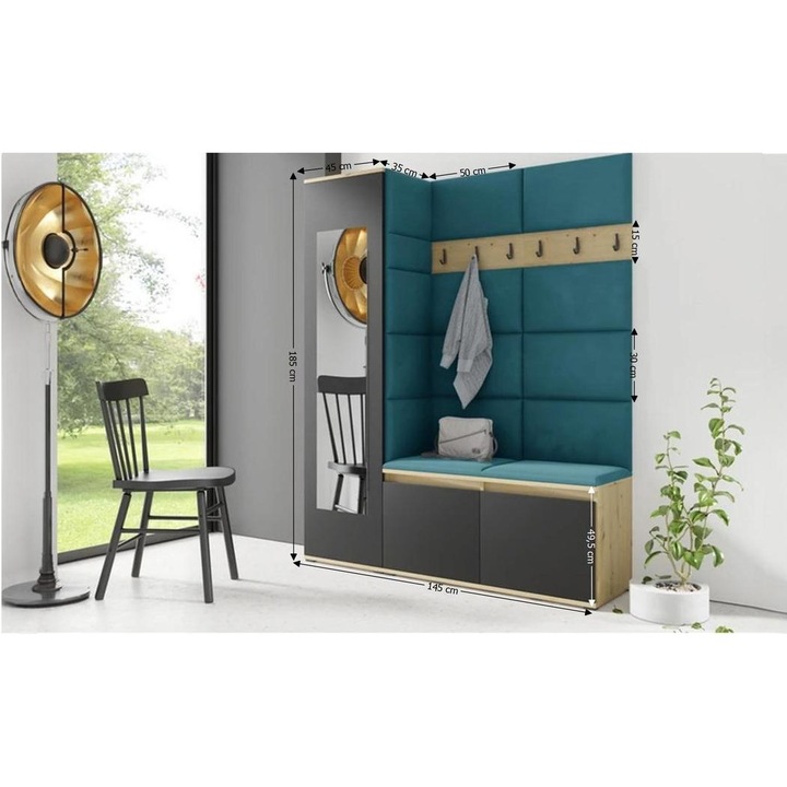 Cuier Hol Max 14 Culoare Albastru deshcis cu Artisan 145x185x40 cm