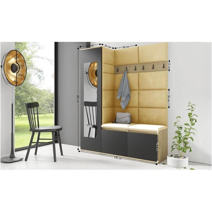 Cuier Hol Max 14 Culoare Galben cu Artisan 145x185x40 cm