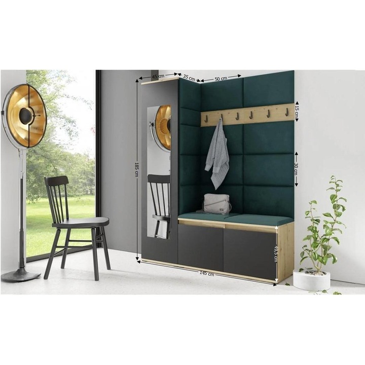 Cuier Hol Max 14 Culoare Verde inchis cu Artisan 145x185x40 cm