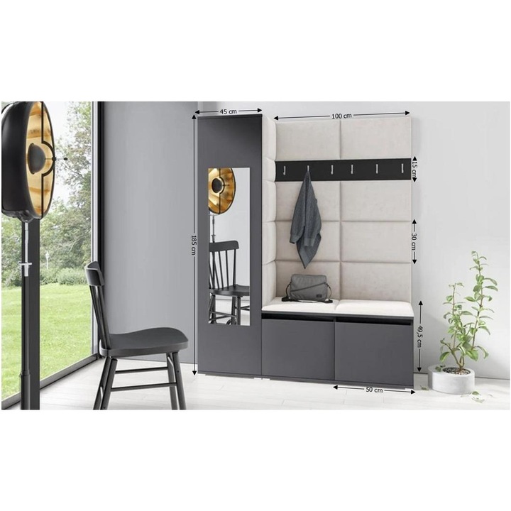 Cuier Hol Max 14 Culoare Crem cu Grafit 145x185x40 cm