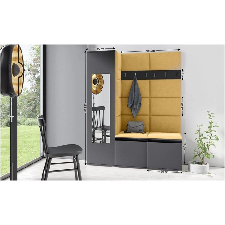 Cuier Hol Max 14 Culoare Galben cu Grafit 145x185x40 cm