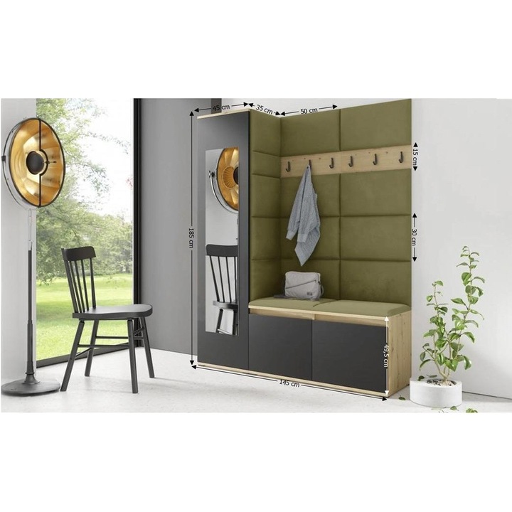 Cuier Hol Max 14 Culoare Verde iarba cu Artisan 145x185x40 cm