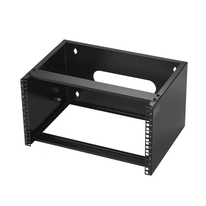Fali hálózati rack, 6U, fekete, méretek 500x350x270mm