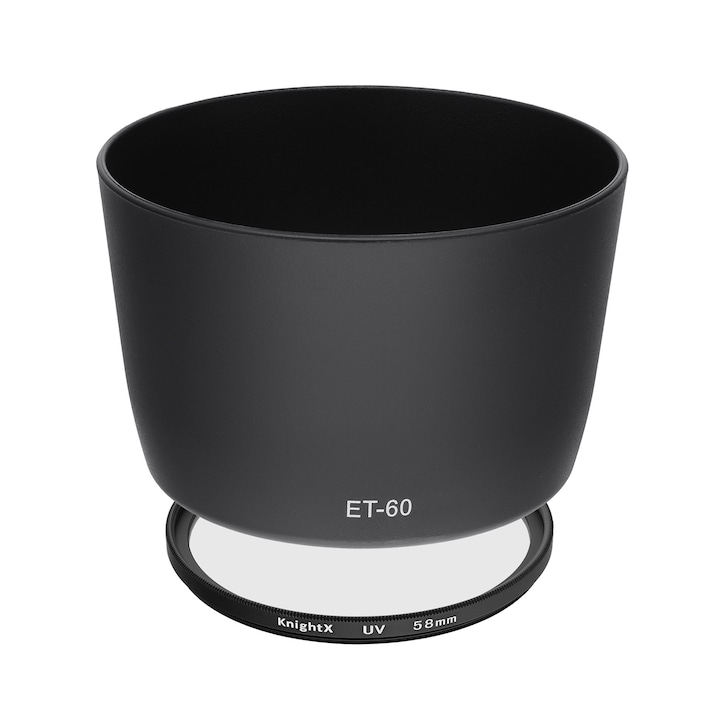 Set Parasolar tip ET-60 + Filtru UV KnightX 58mm pentru Canon RF 75-300mm