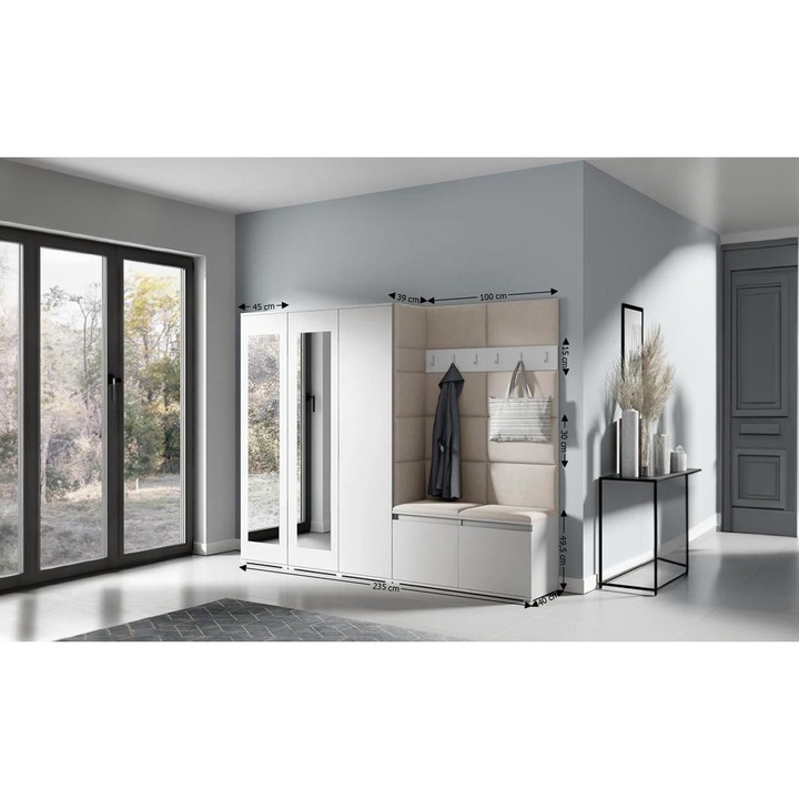 Cuier Hol Max 15 Culoare Bej cu Alb 235x185x40 cm