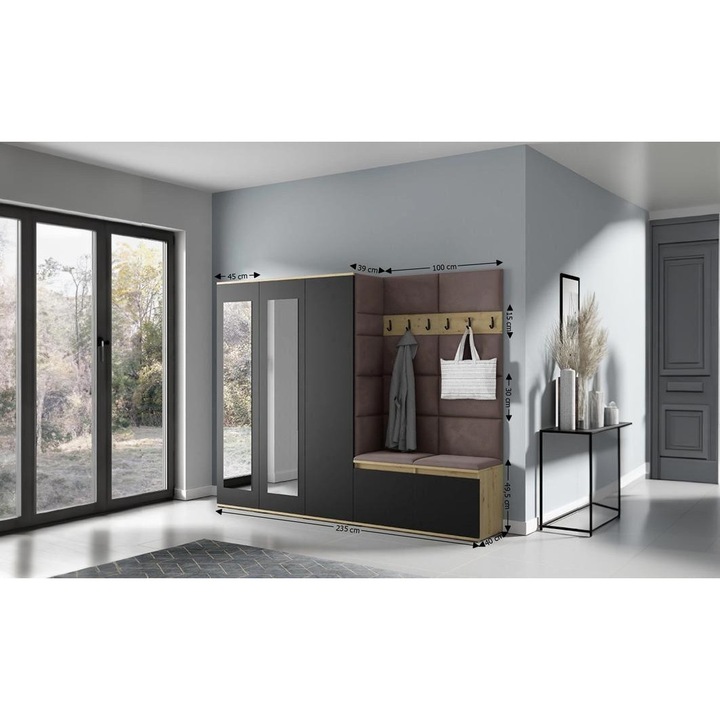 Cuier Hol Max 15 Culoare Maro cafeniu cu Artisan 235x185x40 cm