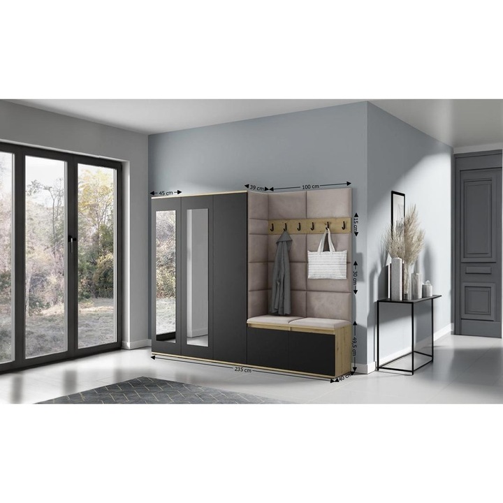 Cuier Hol Max 15 Culoare Gri antracit deschis cu Artisan 235x185x40 cm