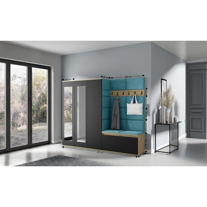 Cuier Hol Max 15 Culoare Albastru deshcis cu Artisan 235x185x40 cm