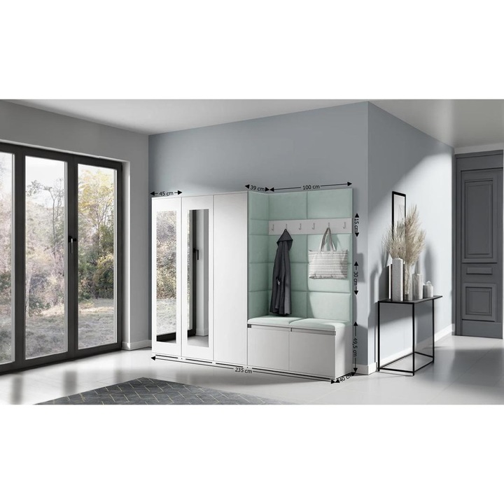 Cuier Hol Max 15 Culoare Verde menta cu Alb 235x185x40 cm