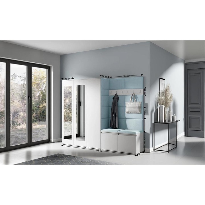 Cuier Hol Max 15 Culoare Gri Perlat cu Alb 235x40 cm