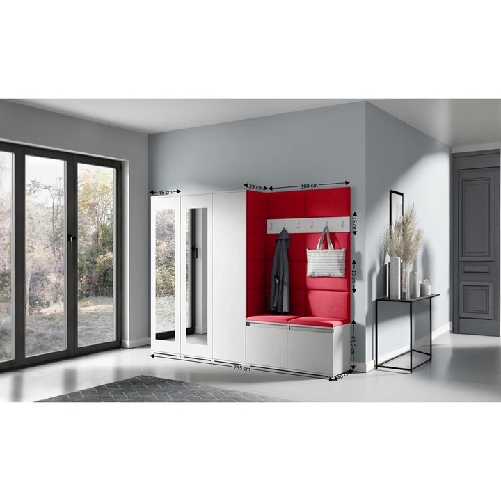 Cuier Hol Max 15 Culoare Rosu cireasa cu Alb 235x185x40 cm