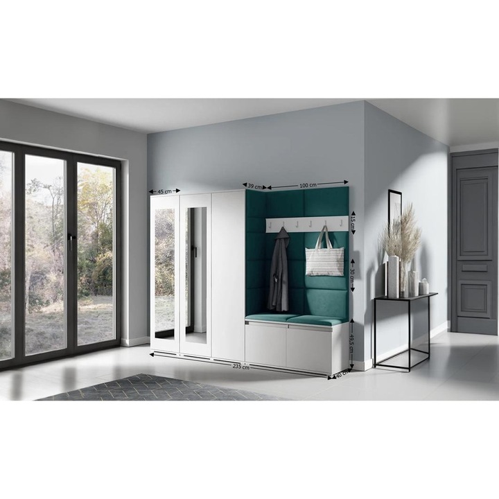 Cuier Hol Max 15 Culoare Verde inchis cu Alb 235x185x40 cm