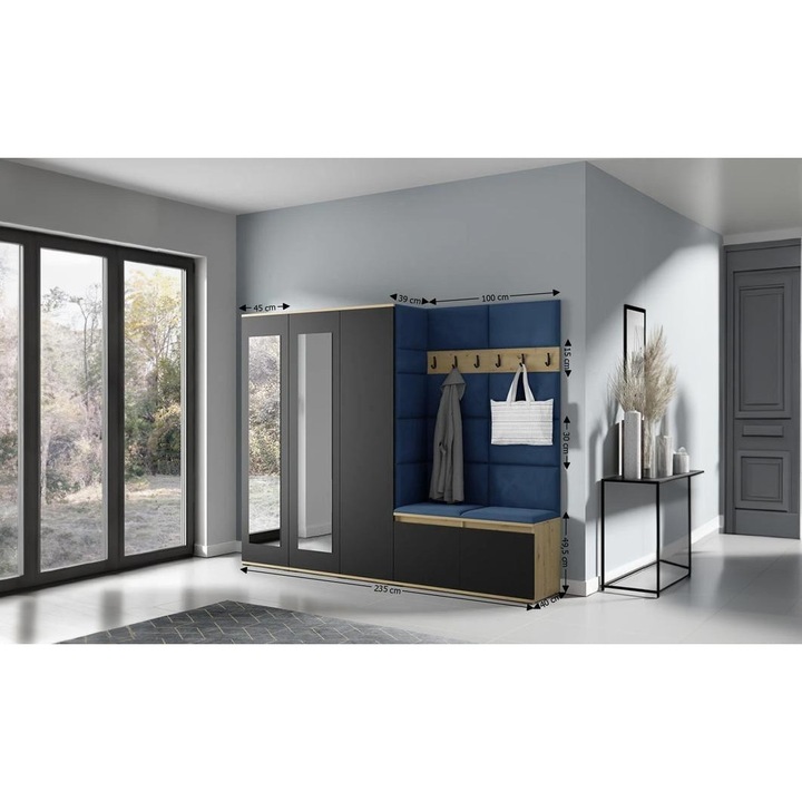 Cuier Hol Max 15 Culoare Albastru cu Artisan 235x185x40 cm