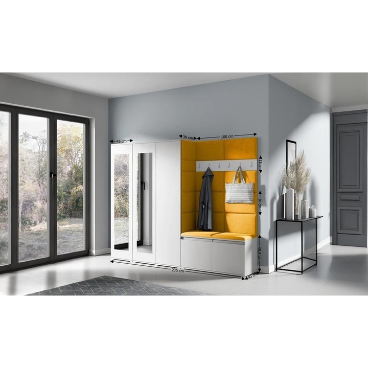 Cuier Hol Max 15 Culoare Galben mustar cu Alb 235x185x40 cm