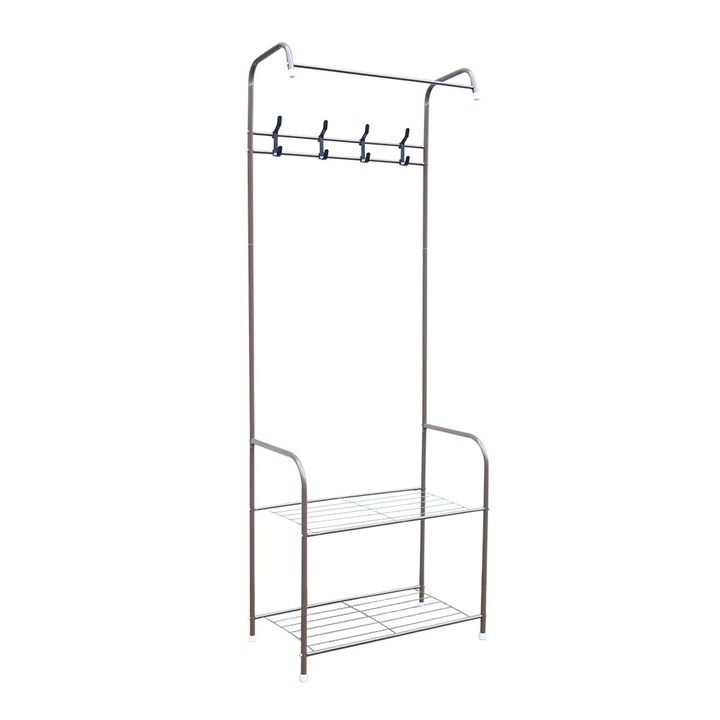 Suport haine metal maro, 4 carlige, 67x30x165cm