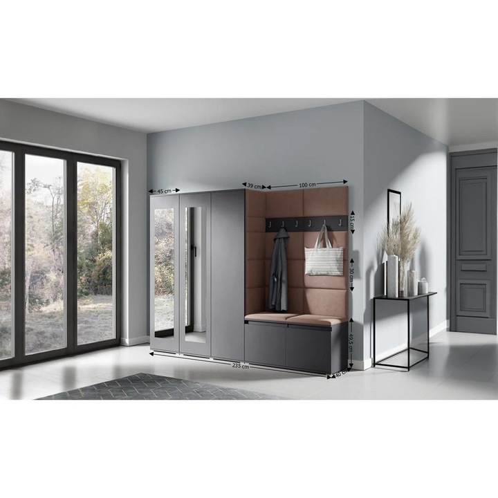 Cuier Hol Max 15 Culoare Maro cu Grafit 235x185x40 cm