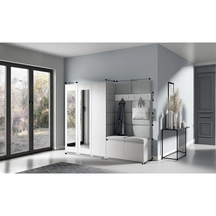 Cuier Hol Max 15 Culoare Gri cu Alb 235x185x40 cm