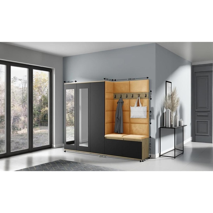 Cuier Hol Max 15 Culoare Galben mustar cu Artisan 235x185x40 cm