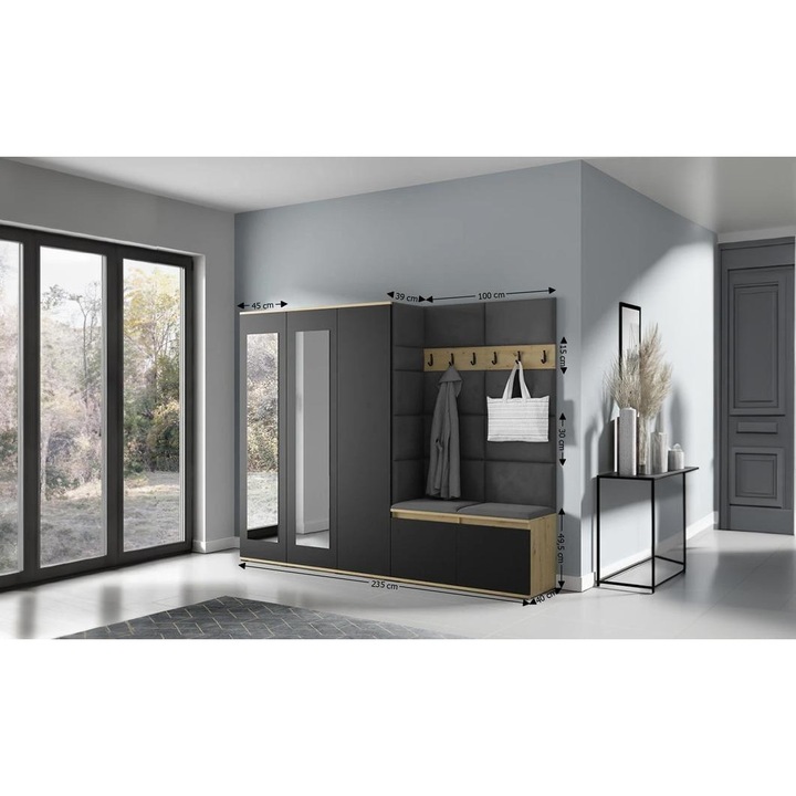 Cuier Hol Max 15 Culoare Gri grafit cu Artisan 235x185x40 cm