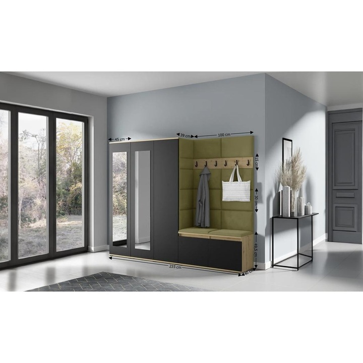 Cuier Hol Max 15 Culoare Verde iarba cu Artisan 235x185x40 cm