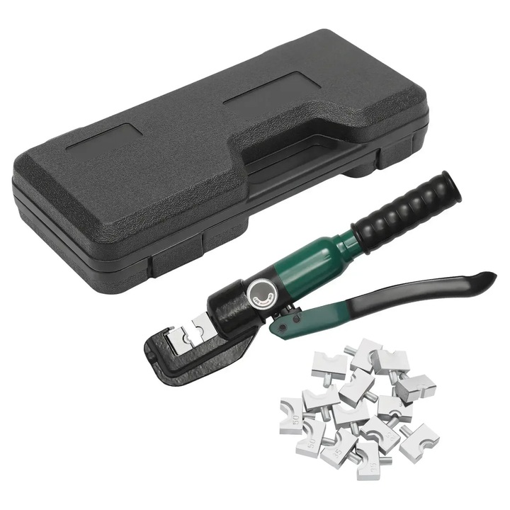 Cleste hidraulic pentru crimpare, 4-70mm, verde, set cu 8 matrite