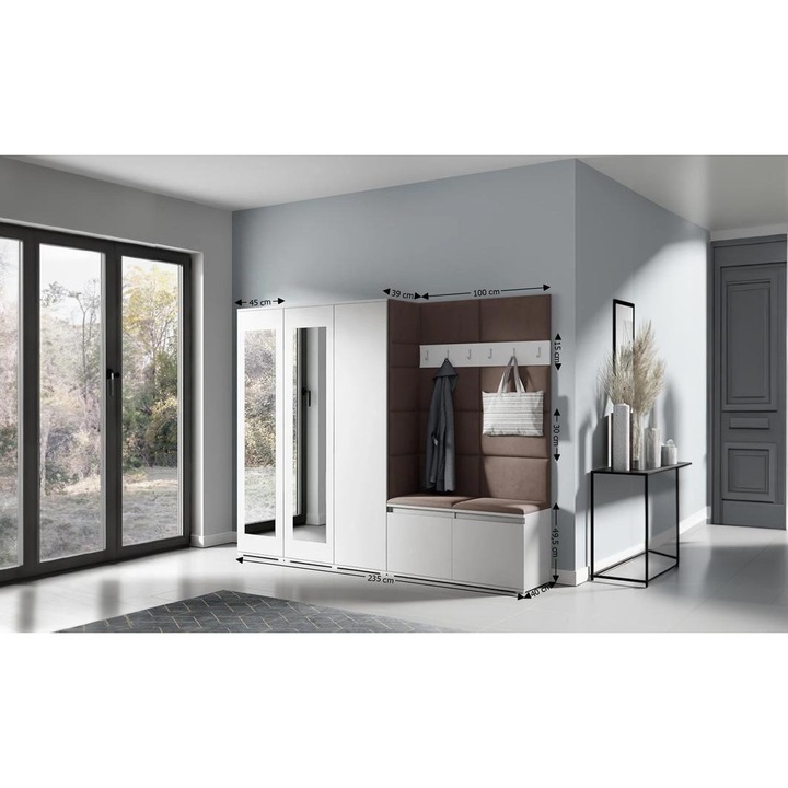 Cuier Hol Max 15 Culoare Maro inchis cu Alb 235x185x40 cm