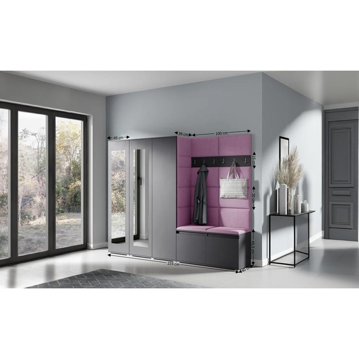 Cuier Hol Max 15 Culoare Mov cu Grafit 235x185x40 cm