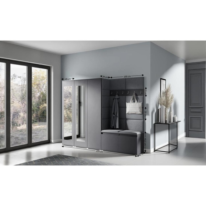 Cuier Hol Max 15 Culoare Gri grafit cu Grafit 235x185x40 cm