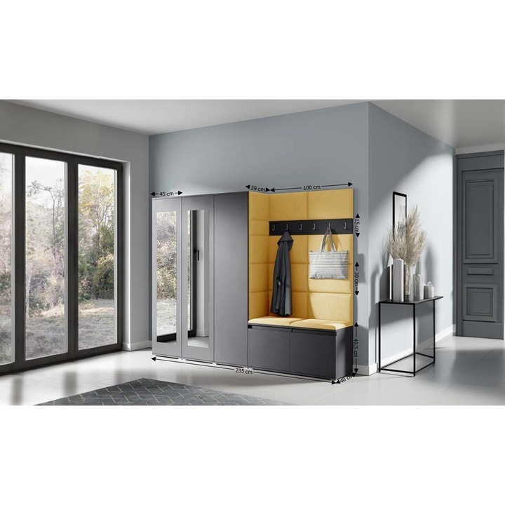 Cuier Hol Max 15 Culoare Galben cu Grafit 235x185x40 cm