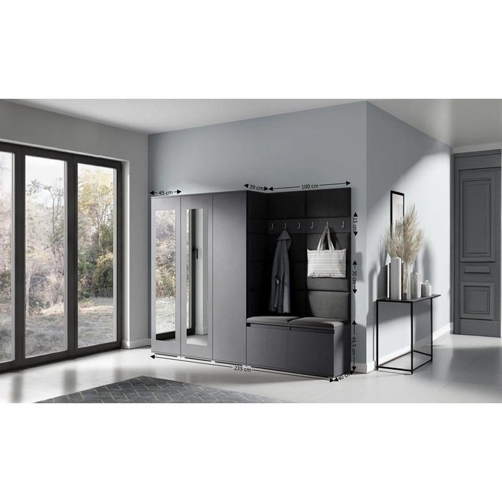 Cuier Hol Max 15 Culoare Negru cu Grafit 235x185x40 cm