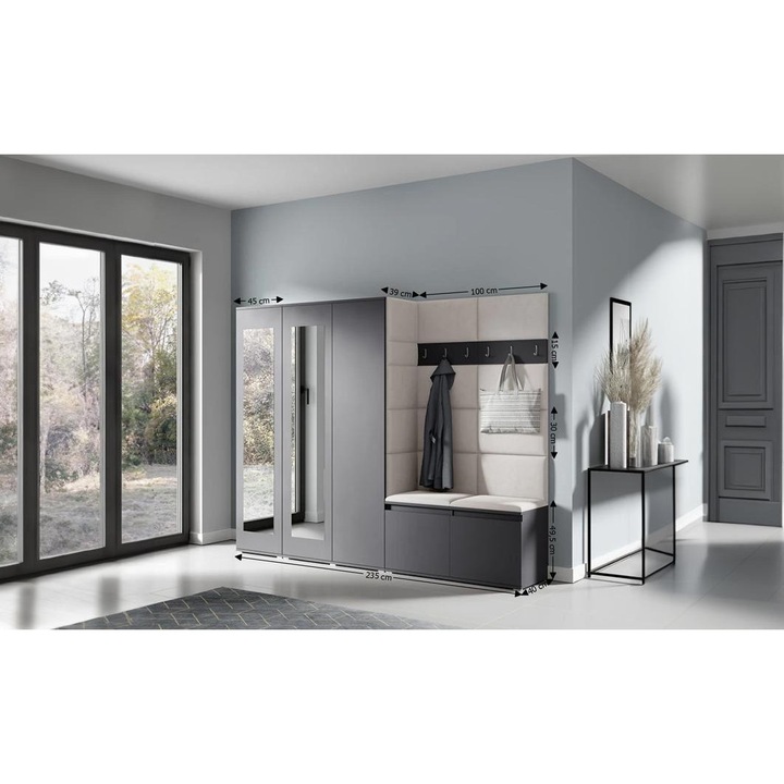 Cuier Hol Max 15 Culoare Crem cu Grafit 235x185x40 cm