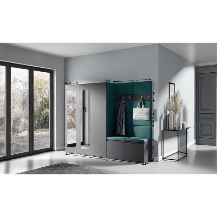 Cuier Hol Max 15 Culoare Verde inchis cu Grafit 235x185x40 cm