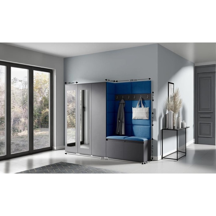 Cuier Hol Max 15 Culoare Albastru cu Grafit 235x185x40 cm