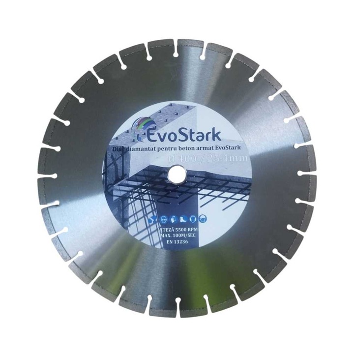 Диамантен диск EvoStark за армиран бетон 400×25, 4×10