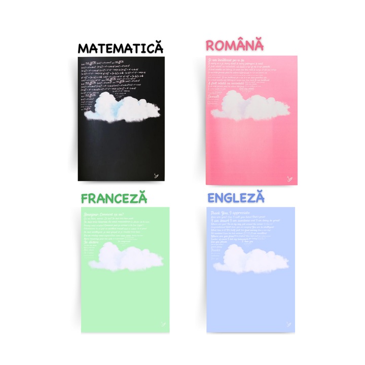 Set 4 Caiete Interactive: Mate, Romana, Engleza, Franceza, 40 file, hartie premium