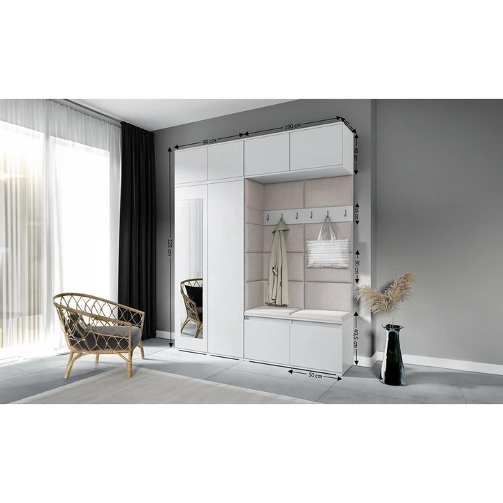 Cuier Hol Max 16 Culoare Crem cu Alb 190x225x40 cm