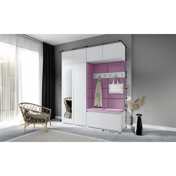 Cuier Hol Max 16 Culoare Mov cu Alb 190x225x40 cm