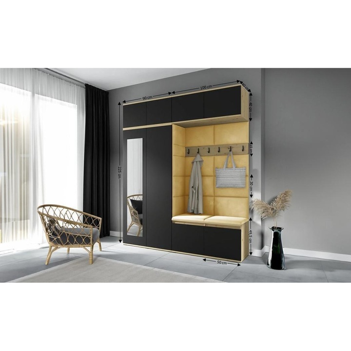 Cuier Hol Max 16 Culoare Galben cu Artisan 190x225x40 cm