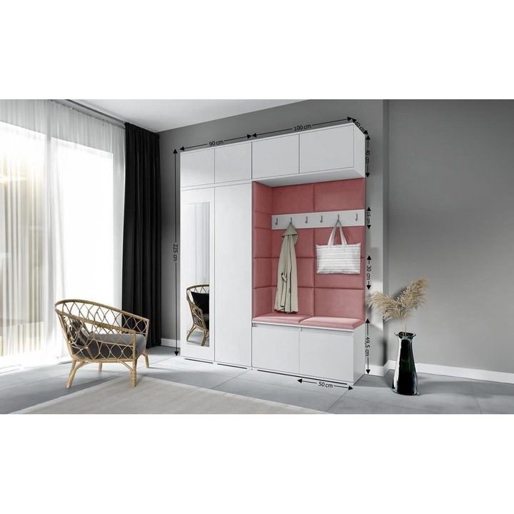 Cuier Hol Max 16 Culoare Rose cu Alb 190x225x40 cm