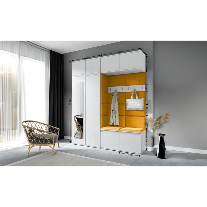 Cuier Hol Max 16 Culoare Galben mustar cu Alb 190x225x40 cm