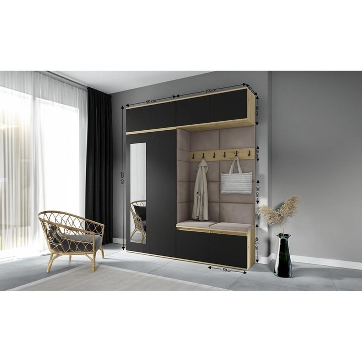 Cuier Hol Max 16 Culoare Gri antracit cu Artisan 190x225x40 cm