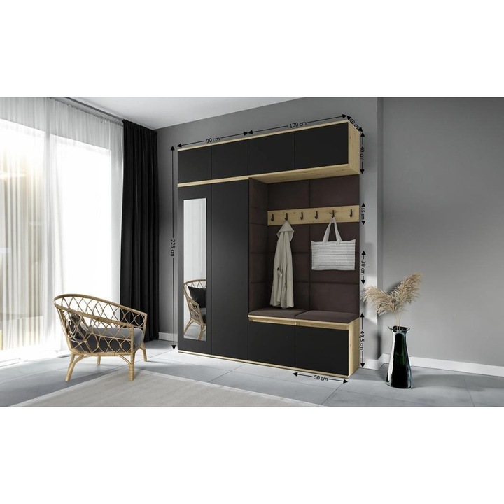 Cuier Hol Max 16 Culoare Maro inchis cu Artisan 190x225x40 cm