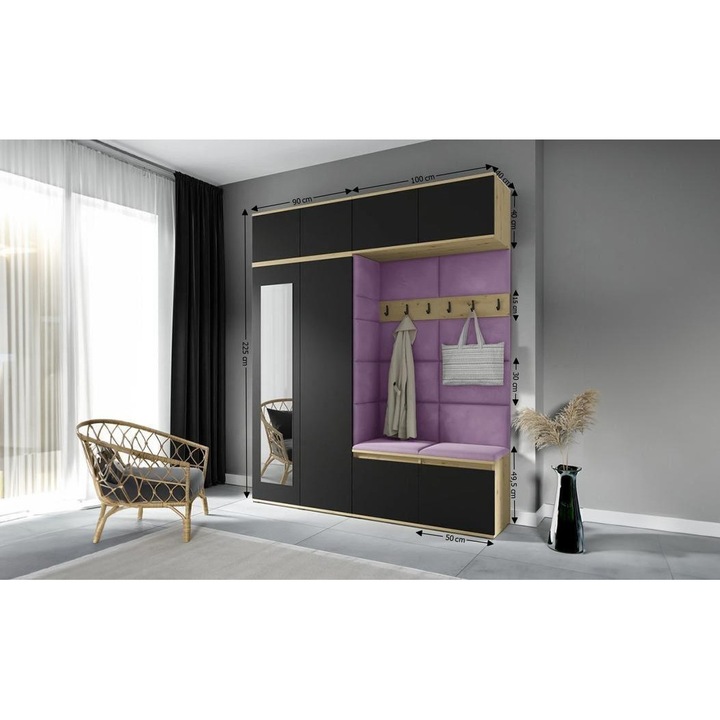 Cuier Hol Max 16 Culoare Mov cu Artisan 190x225x40 cm