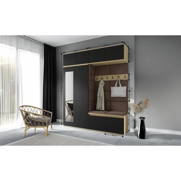 Cuier Hol Max 16 Culoare Maro cu Artisan 190x225x40 cm