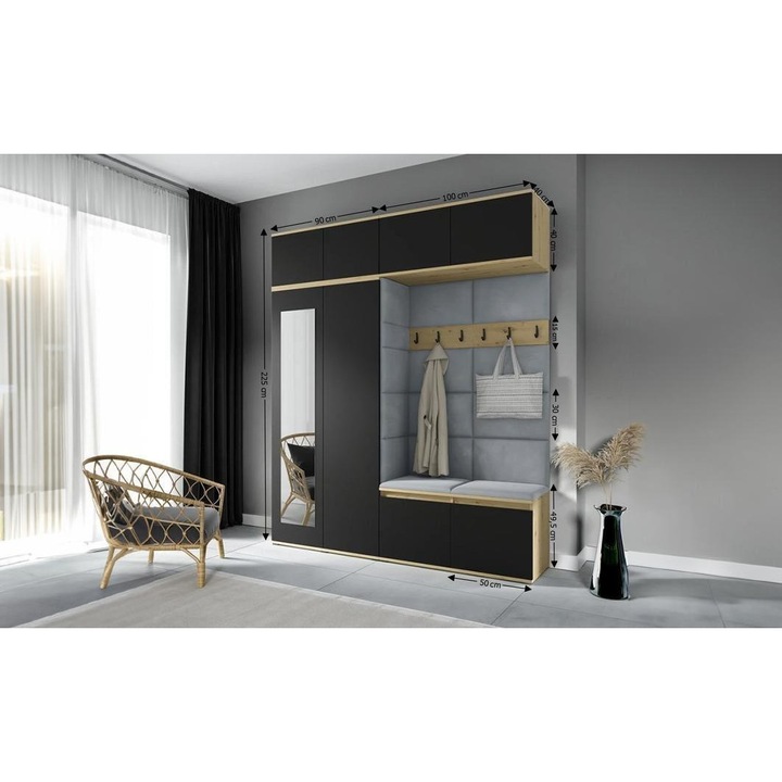 Cuier Hol Max 16 Culoare Gri cu Artisan 190x225x40 cm